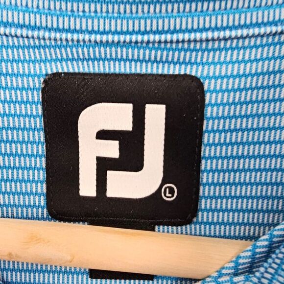 Footjoy Mens L Blue Striped Golf Polo Shirt - Picture 2 of 9
